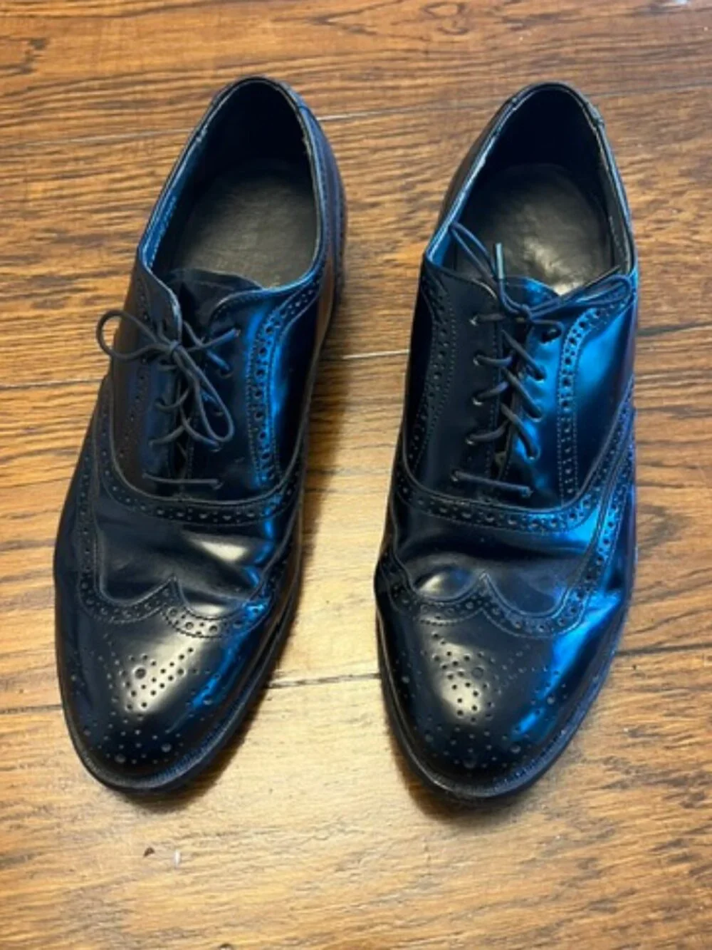 Men's Stafford Comfort Plus Leather Dress Shoe, Size 9, Black, Lace up Good Con!